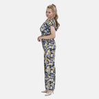 LA MAREY Floral Pattern Smocked Waist Jumpsuit with Flutter Sleeve (Size 10 - 14) - Floral