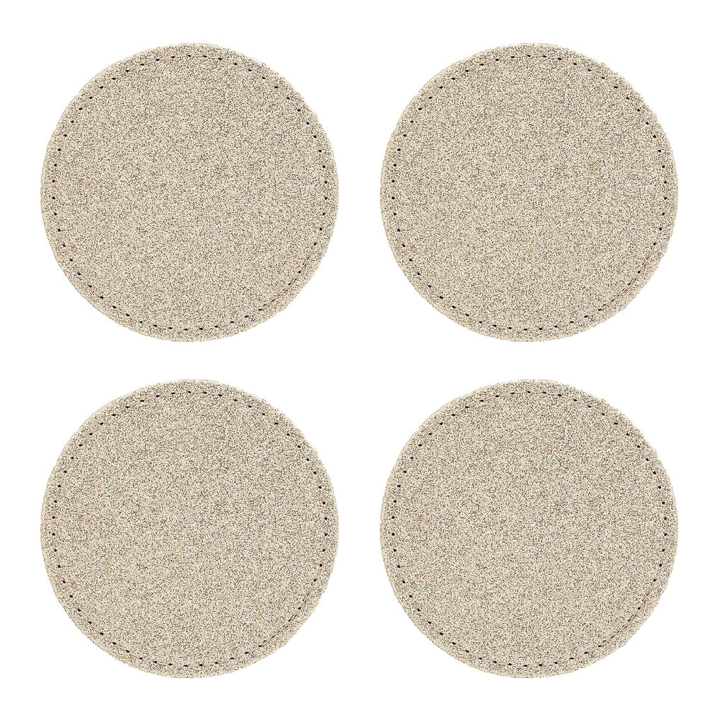 Set of 4 Round Glitter Placemats & 4 Matching Coasters - Gold
