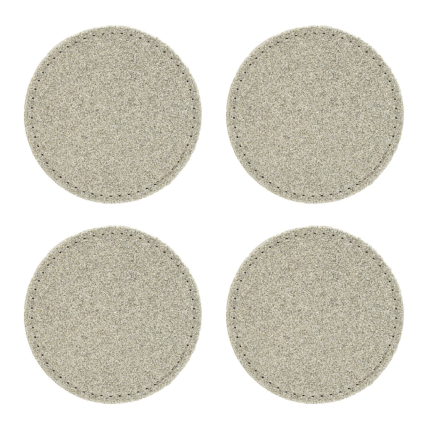 Set of 4 Round Glitter Placemats & 4 Matching Coasters - Gold