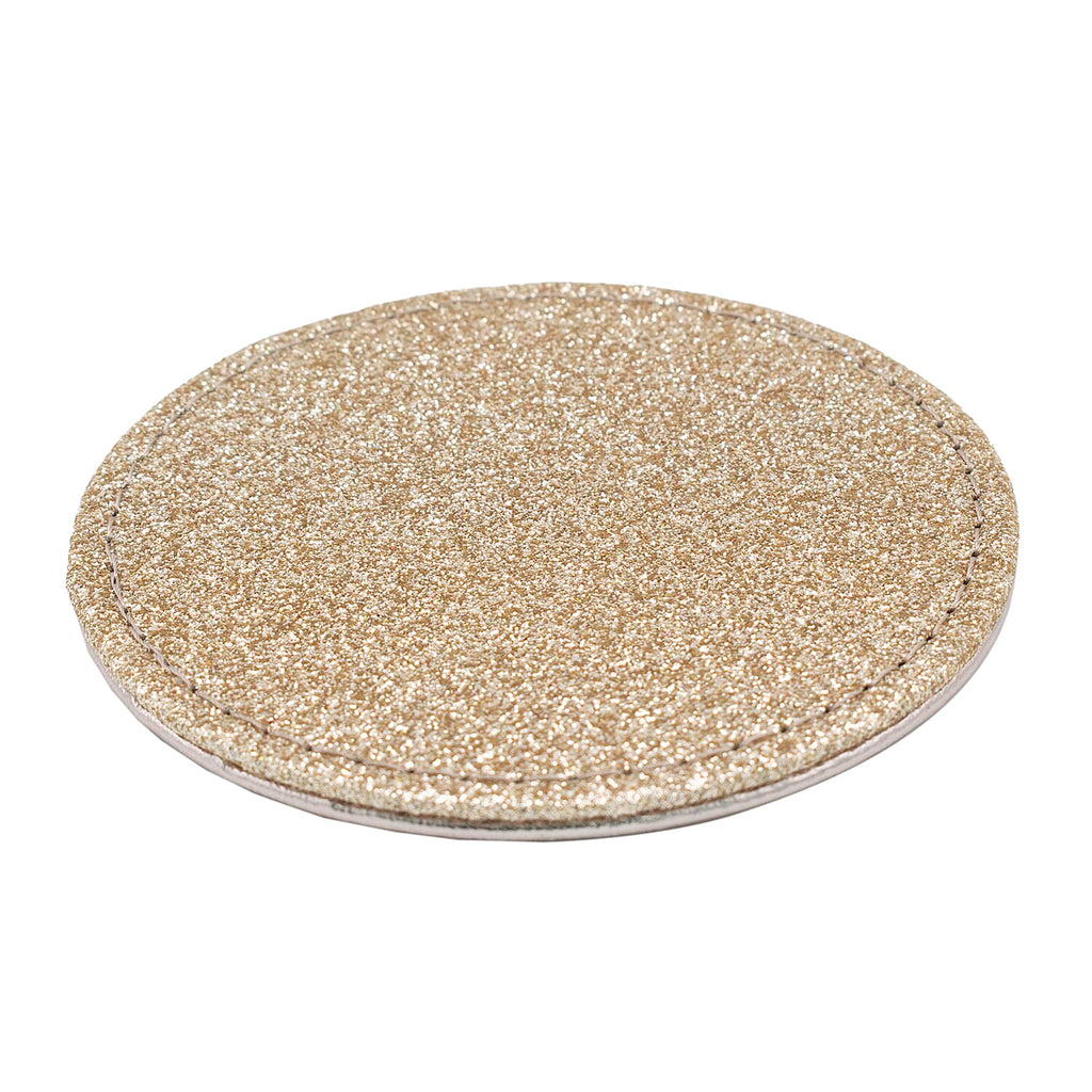 Set of 4 Round Glitter Placemats & 4 Matching Coasters - Gold