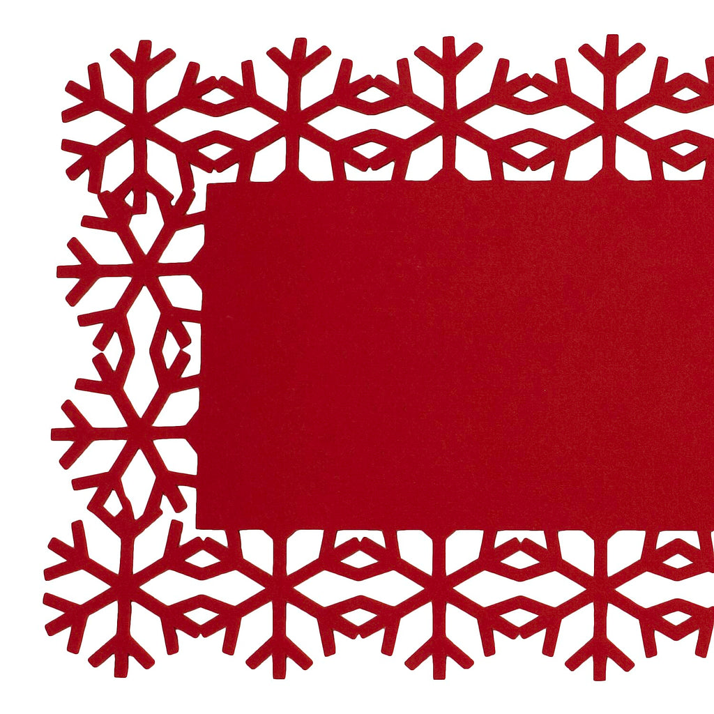 Snowflake Felt Table Runner (Size 200x30 cm) - Red