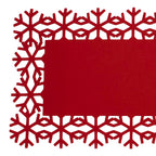 Snowflake Felt Table Runner (Size 200x30 cm) - Red