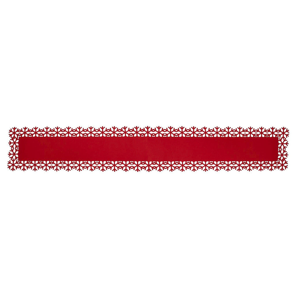Snowflake Felt Table Runner (Size 200x30 cm) - Red