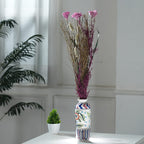 Dried Floral Arrangement Home Decor in Paper Tray with Grass Bottom & Sola Thai Rose - Pink