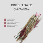 Dried Floral Arrangement Home Decor in Paper Tray with Grass Bottom & Sola Thai Rose - Pink