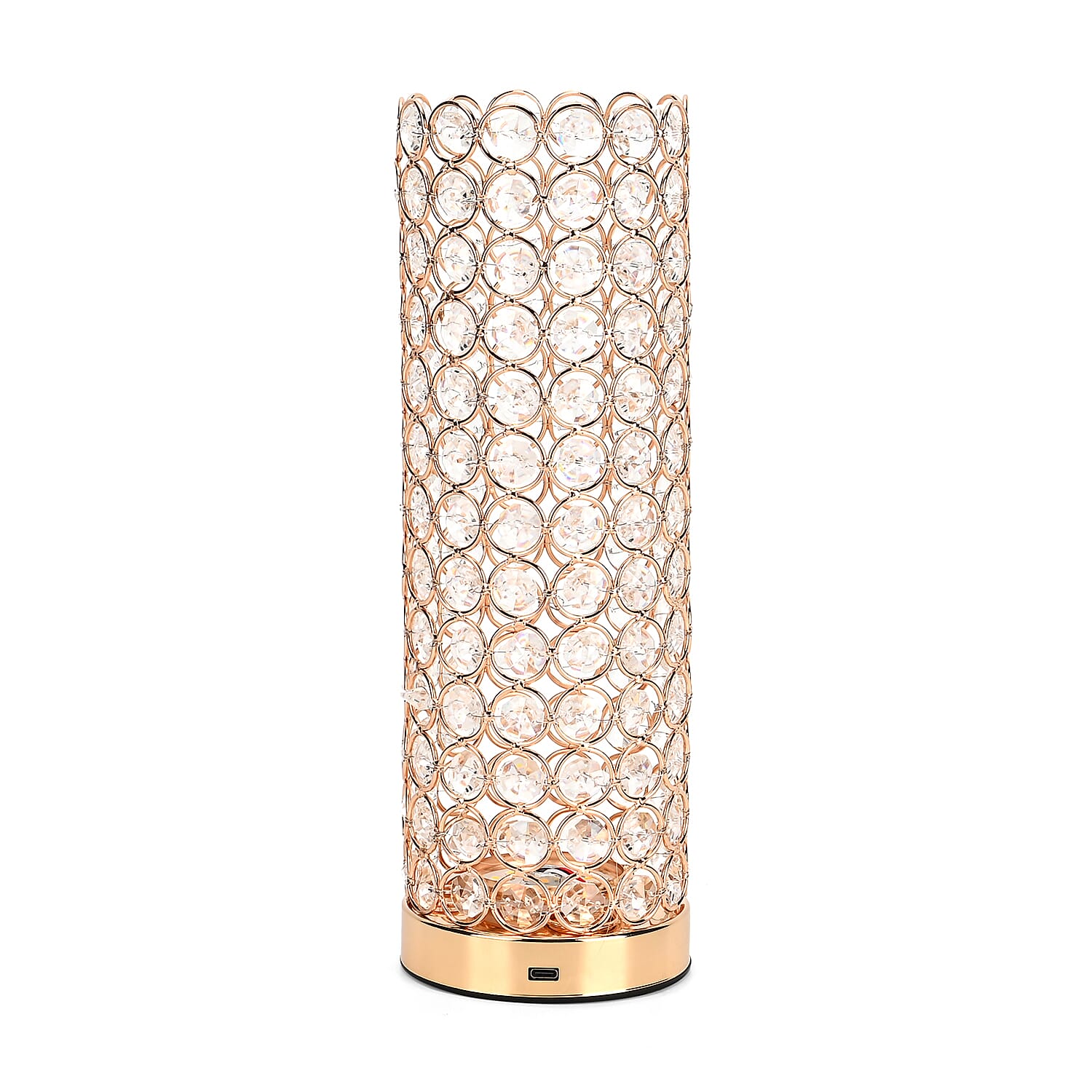 Crystal Table Lamp - Rechargable - 3 Light Modes 13x13x28cm - Gold & Transparent