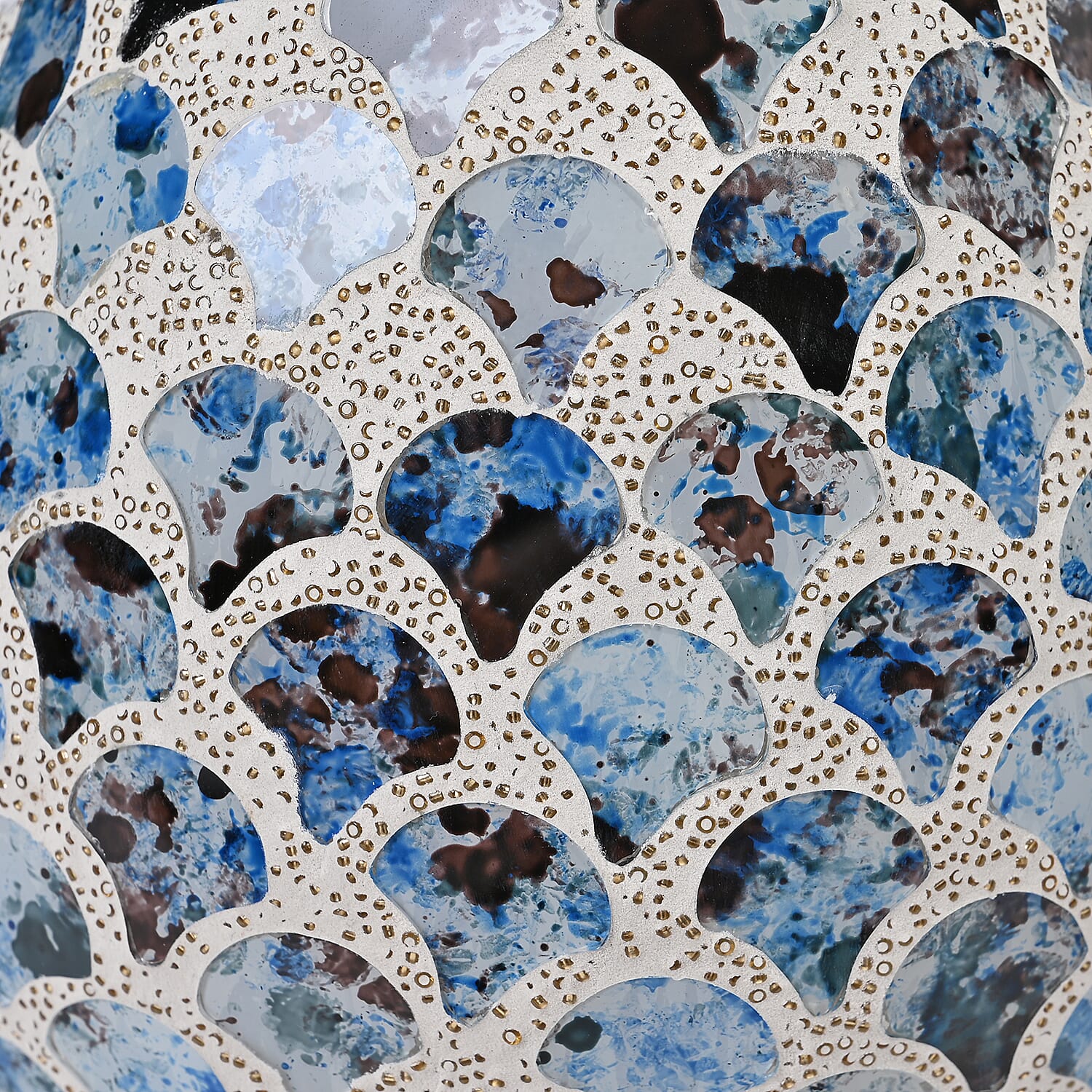Scalloped Mosaic Egg Table Lamp - Blue - White