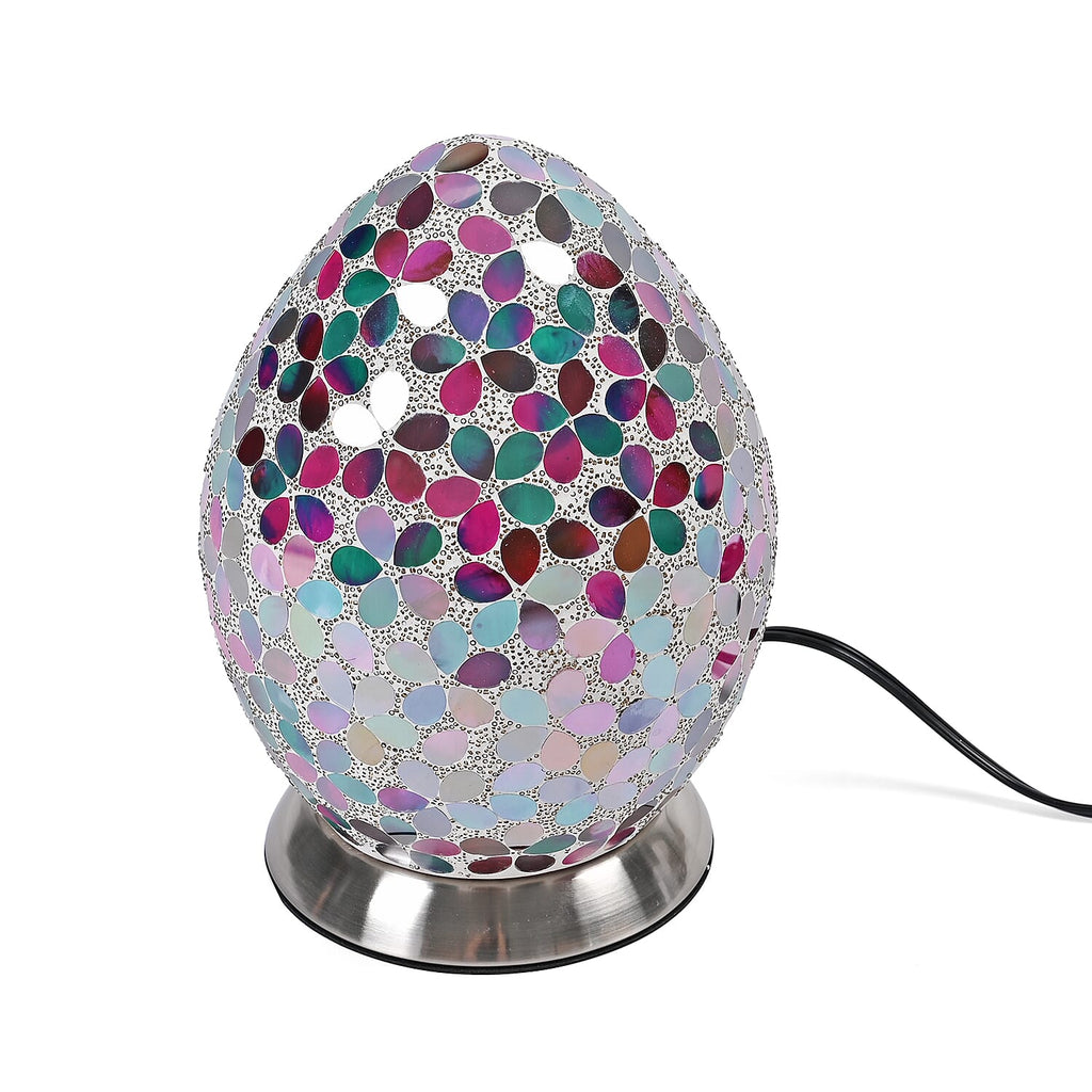 Floral Mosaic Egg Table Lamp Without Bulb - Multicolour