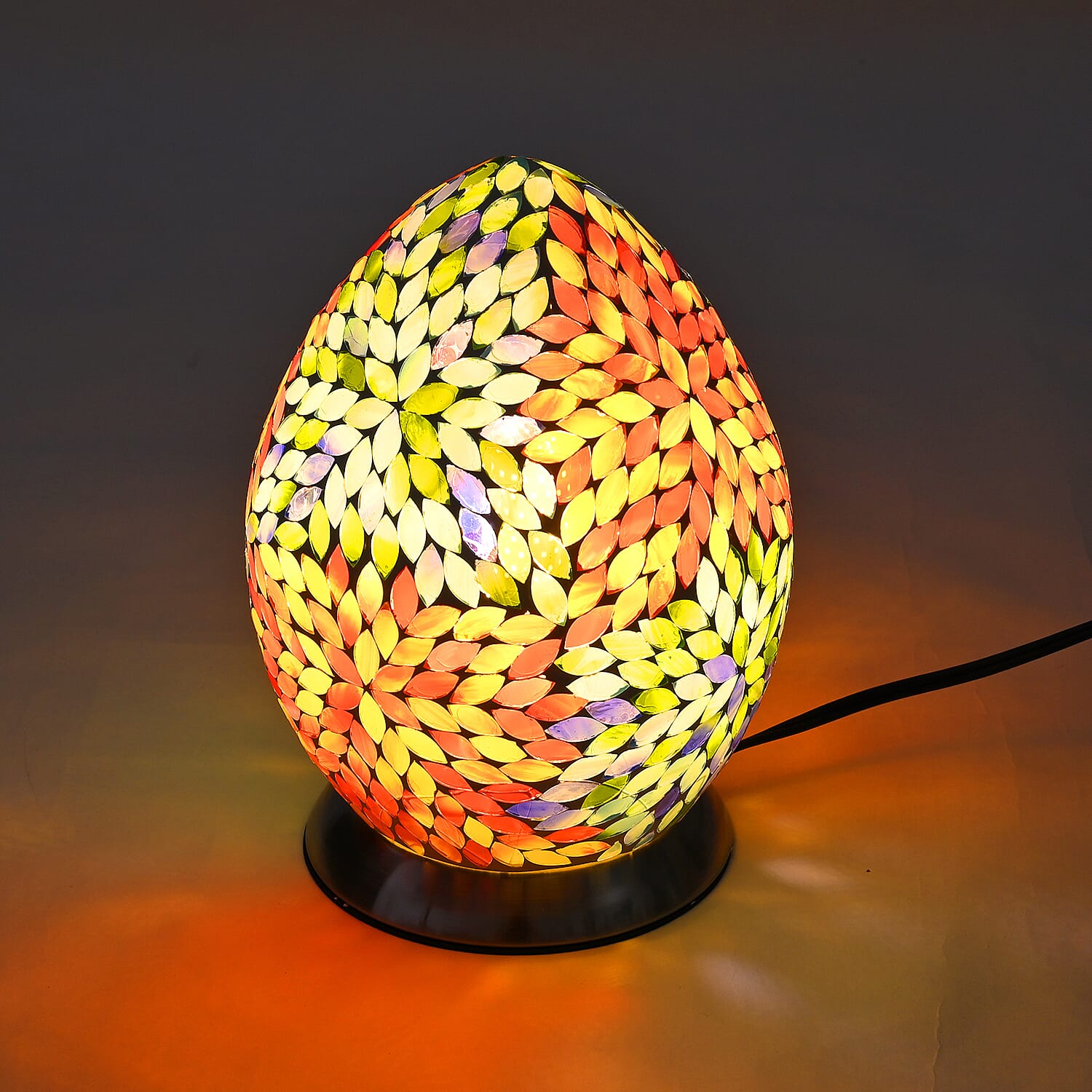 Leaf Mosaic Egg Table Lamp - Multi Colour