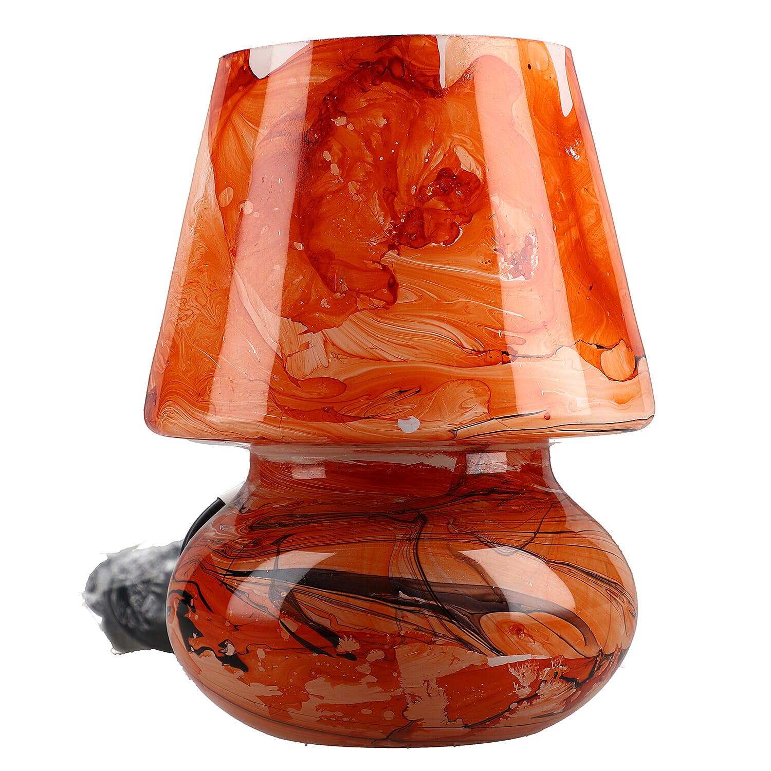 Glass Marble Printed Table Lamp with Inline Switch E 27 Holder - Multi Color