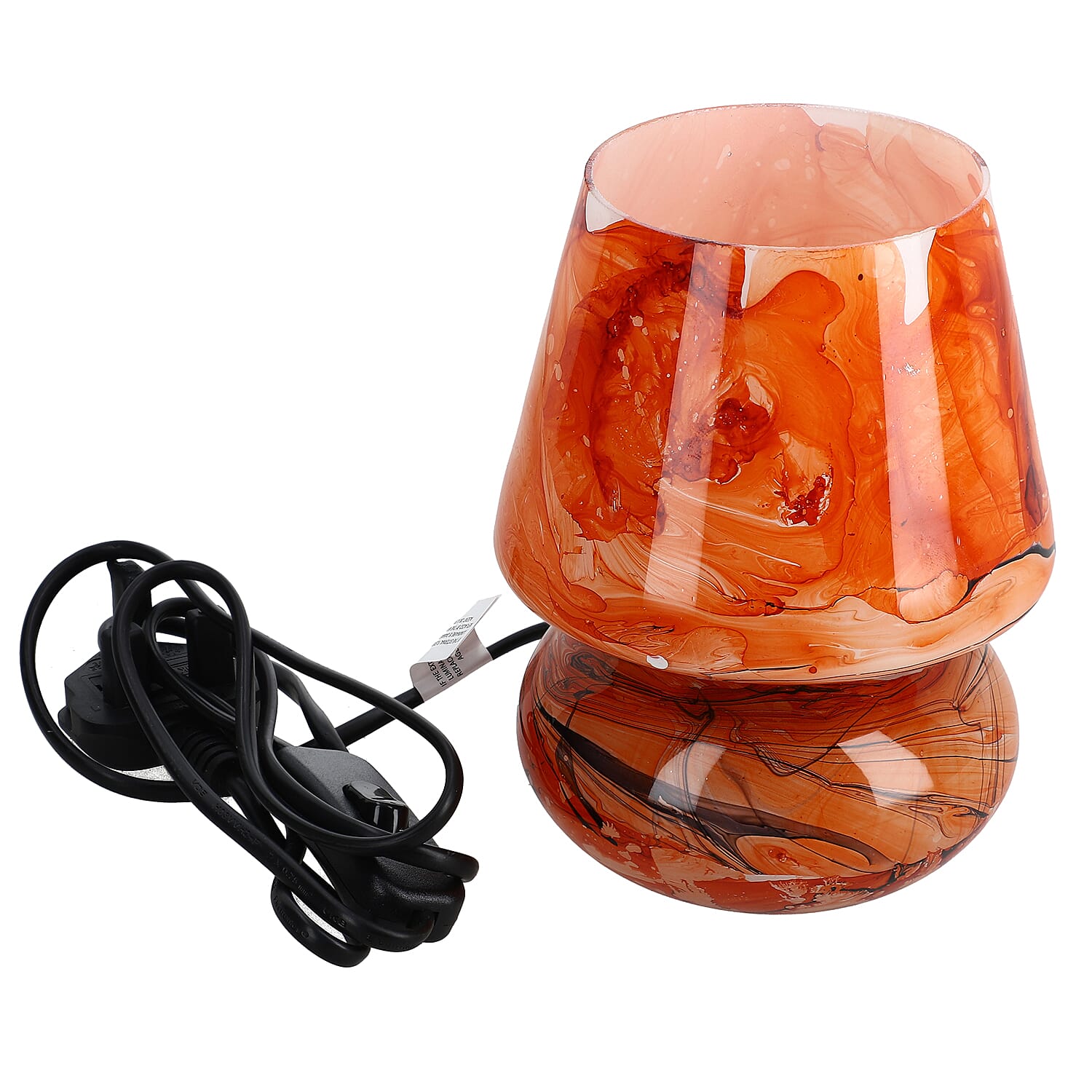 Glass Marble Printed Table Lamp with Inline Switch E 27 Holder - Multi Color
