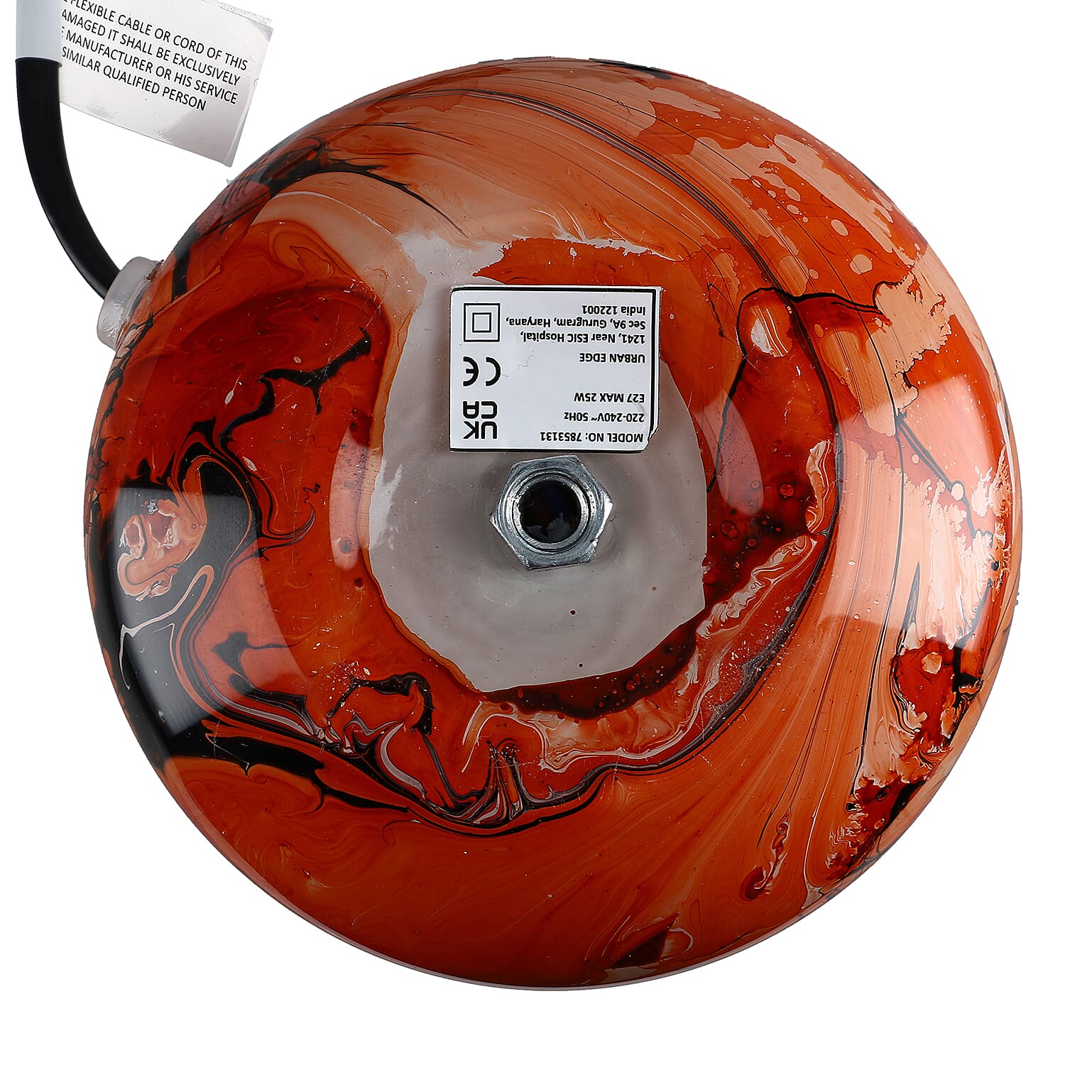 Glass Marble Printed Table Lamp with Inline Switch E 27 Holder - Multi Color