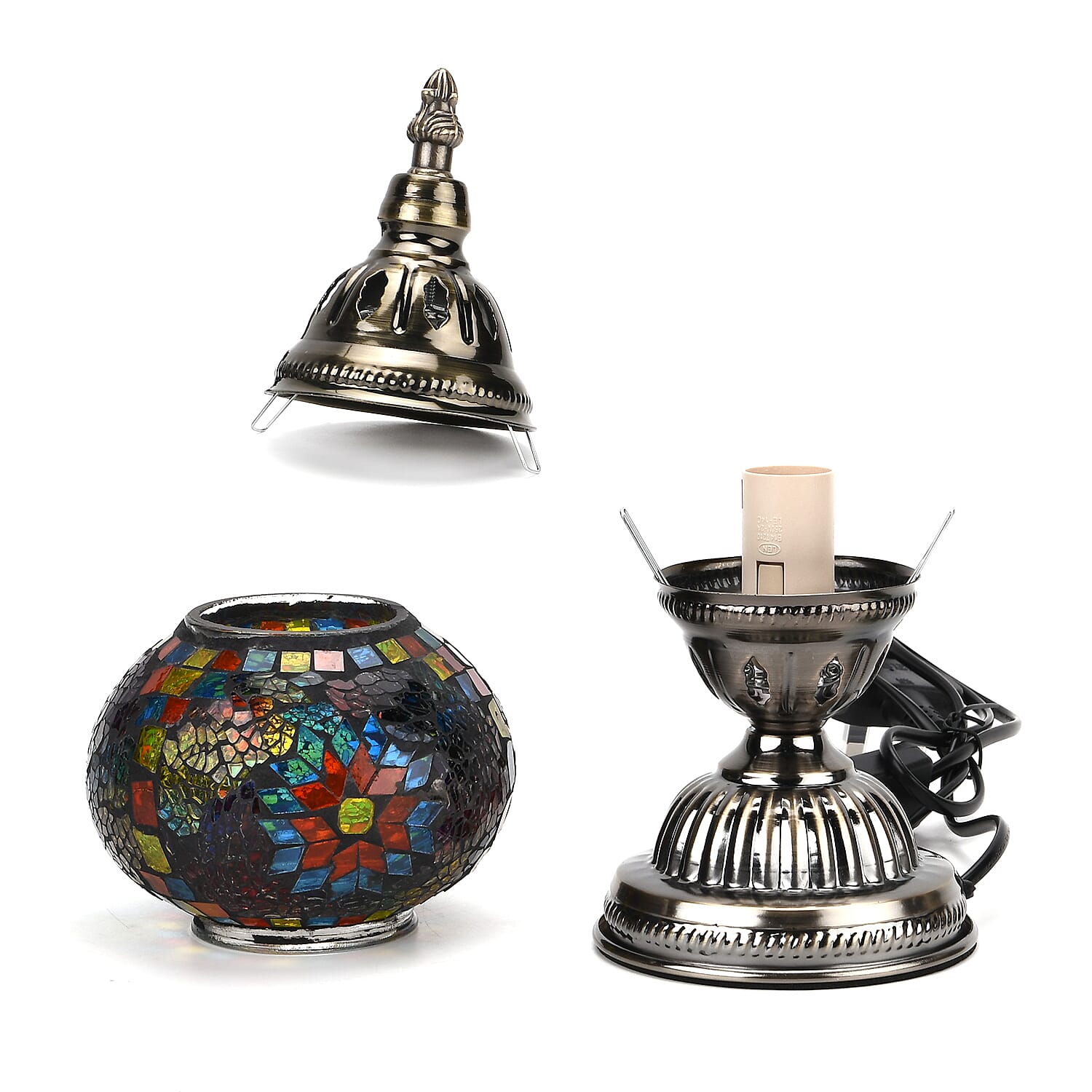 Classic Handcrafted Hemispherical Mosiac Table Sconce Lamp - Multicolor