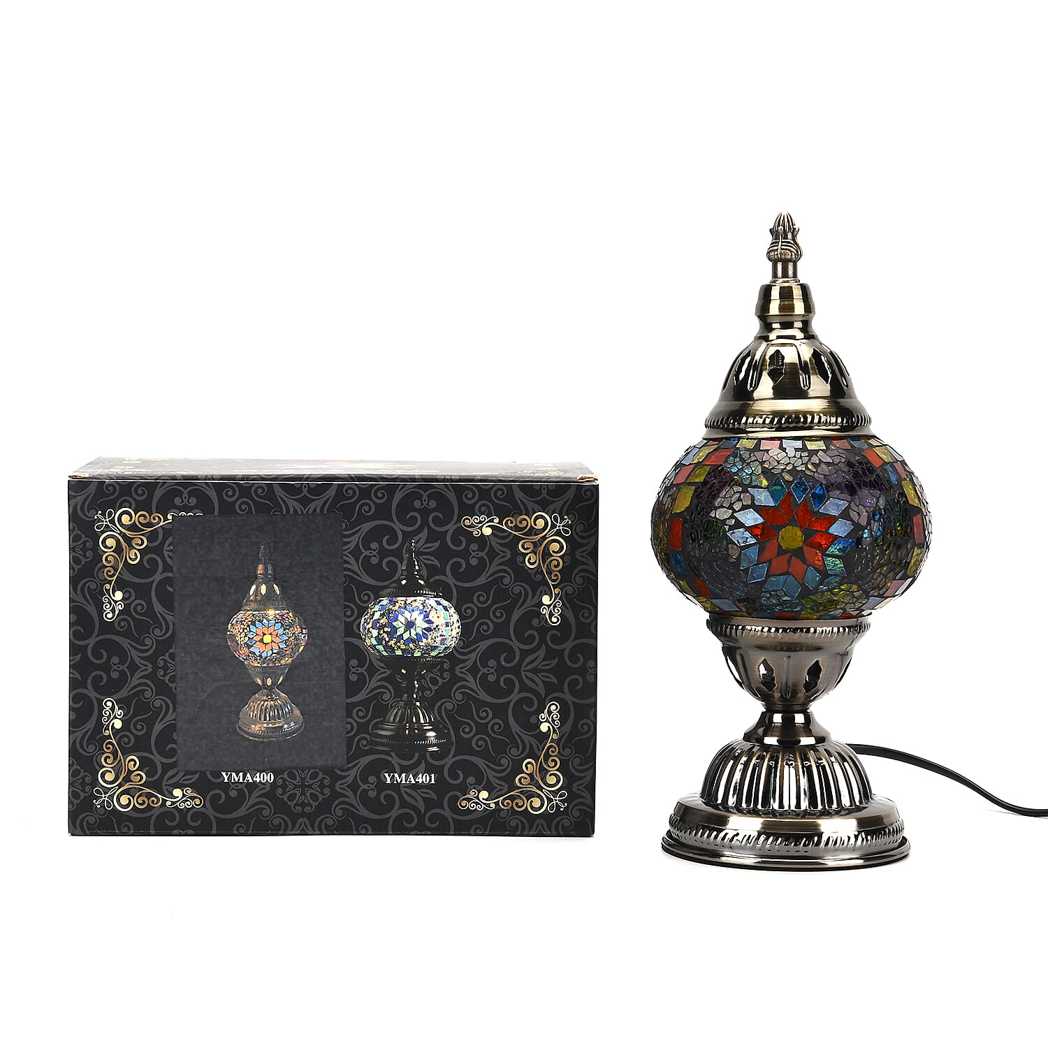 Classic Handcrafted Hemispherical Mosiac Table Sconce Lamp - Multicolor