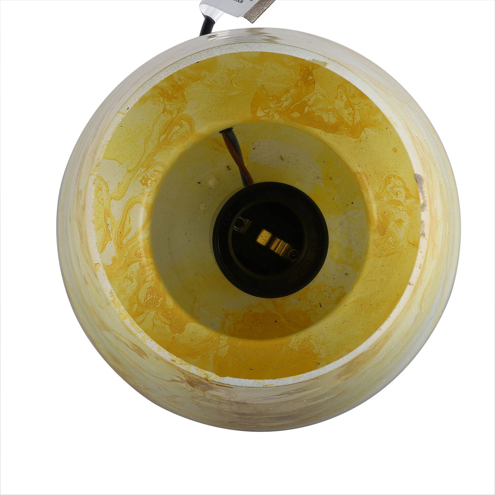 Glass Marble Printed Table Lamp with Inline Switch E 27 Holder - White