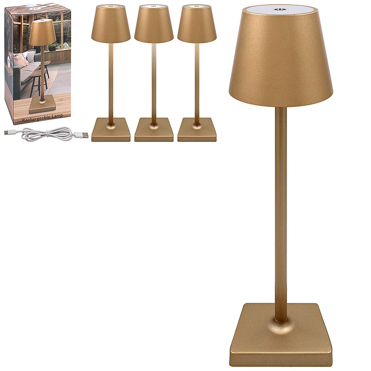 Lesser and Pavey Rechargeable Touch Lamp - Gold