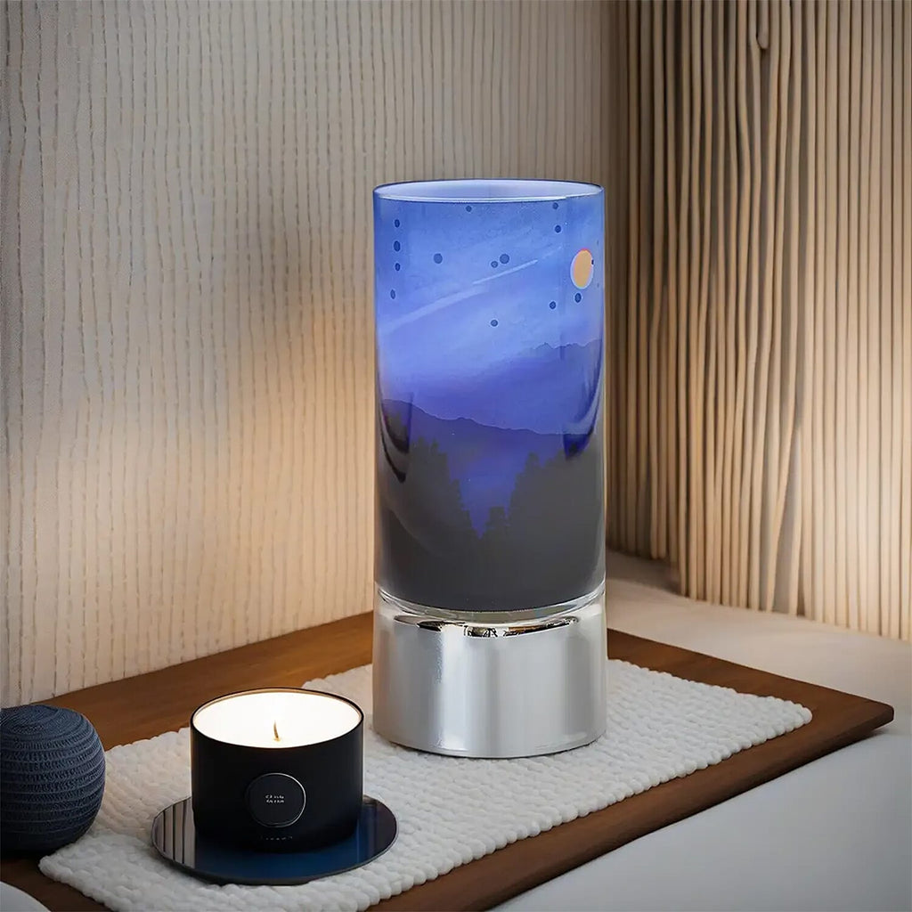 LED Tube Table Lamp (Battery Powered, 2 x AA Batteries (Not Included) - Mountains