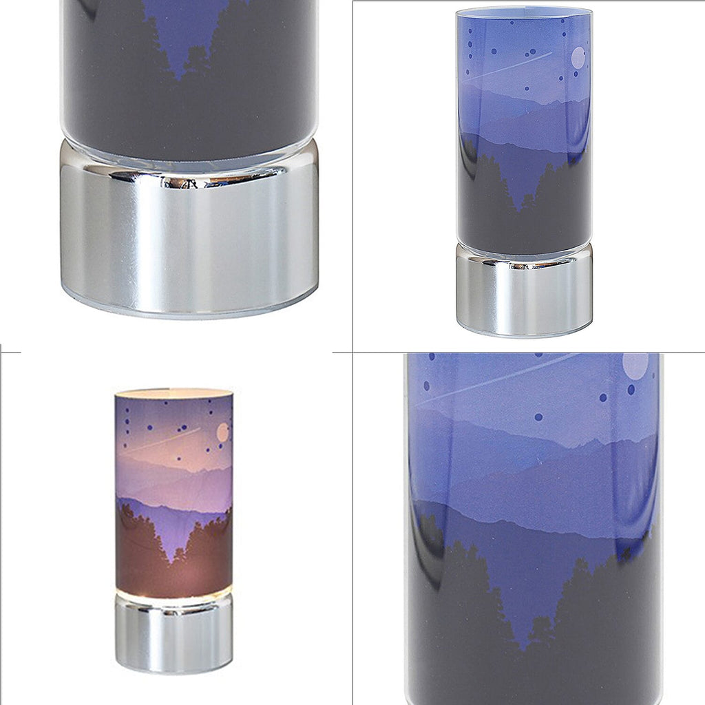LED Tube Table Lamp (Battery Powered, 2 x AA Batteries (Not Included) - Mountains