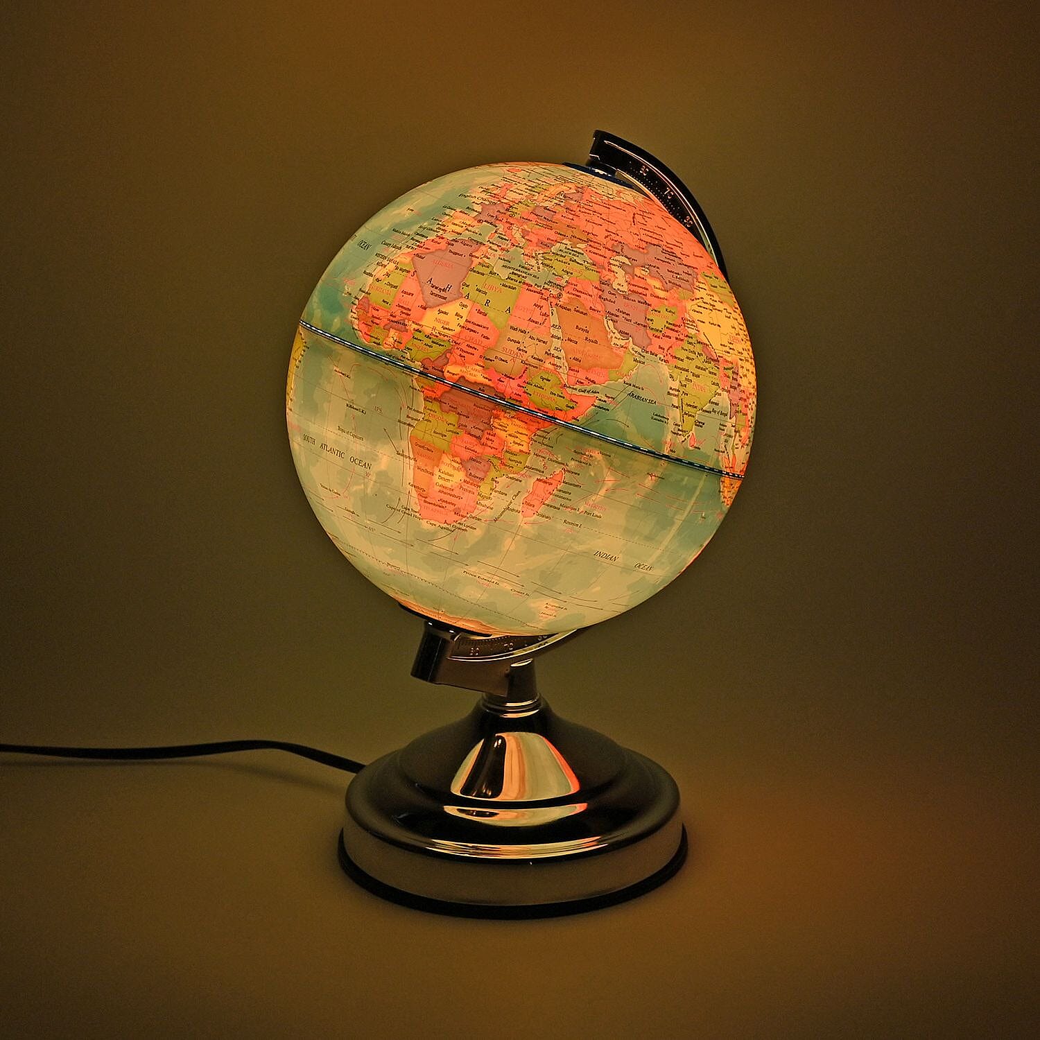 Illuminated Globe with Metal Stand with 3 Brightness Mode Function - (Size 32x22x20cm)