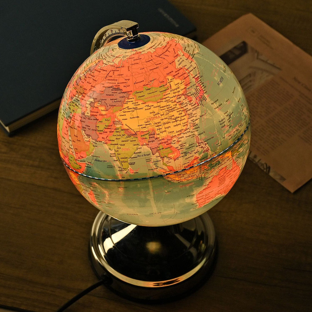 Illuminated Globe with Metal Stand with 3 Brightness Mode Function - (Size 32x22x20cm)