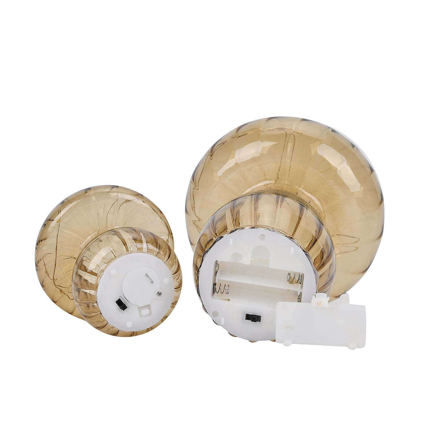Set of 2 Glass Mushroom Table Lamps (Size 8x8x10 cm) - Light Brown