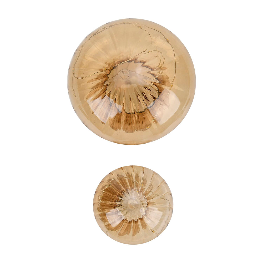 Set of 2 Glass Mushroom Table Lamps (Size 8x8x10 cm) - Light Brown