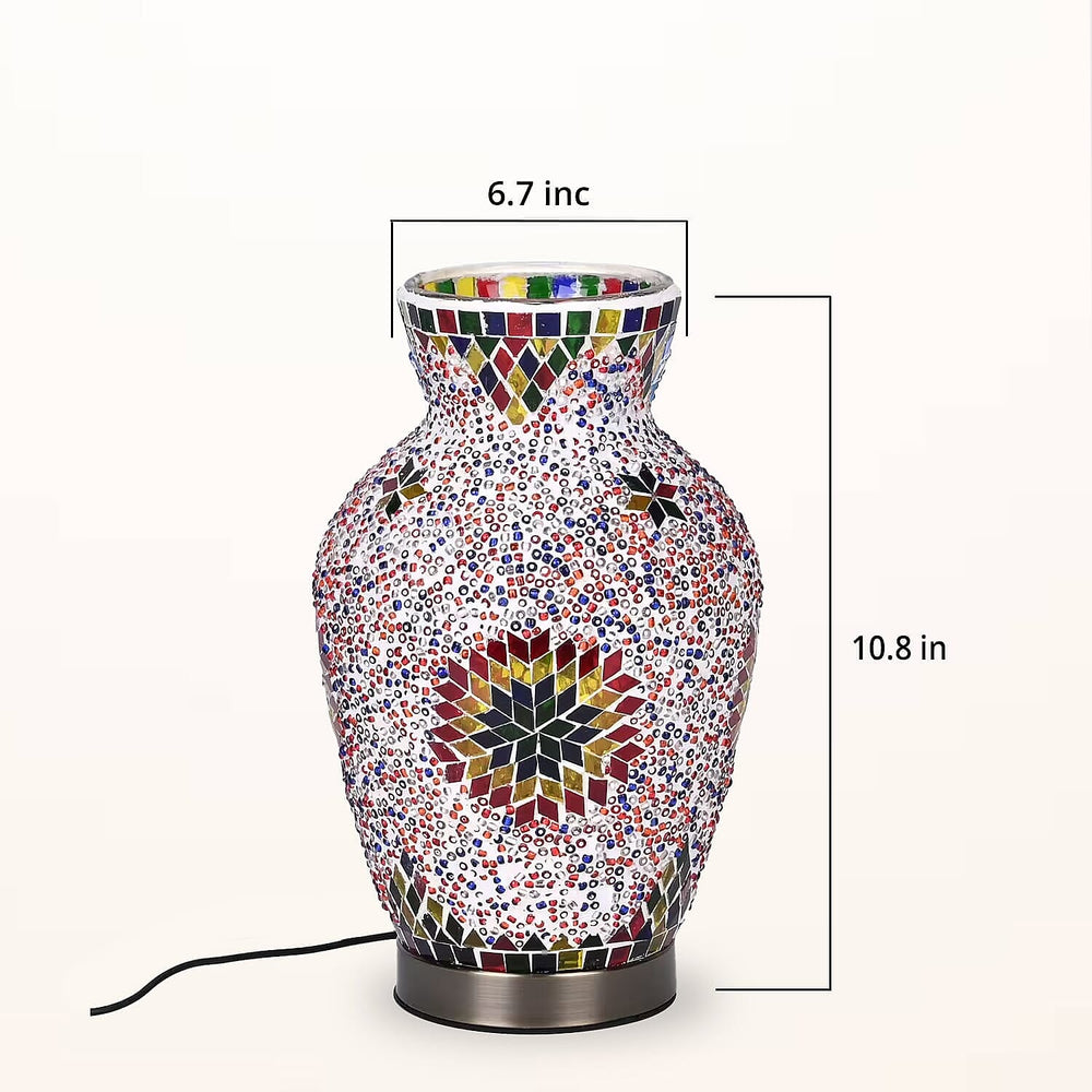 Moroccan Style Mosaic Vase Table Lamp with LED Light (USB Powered)