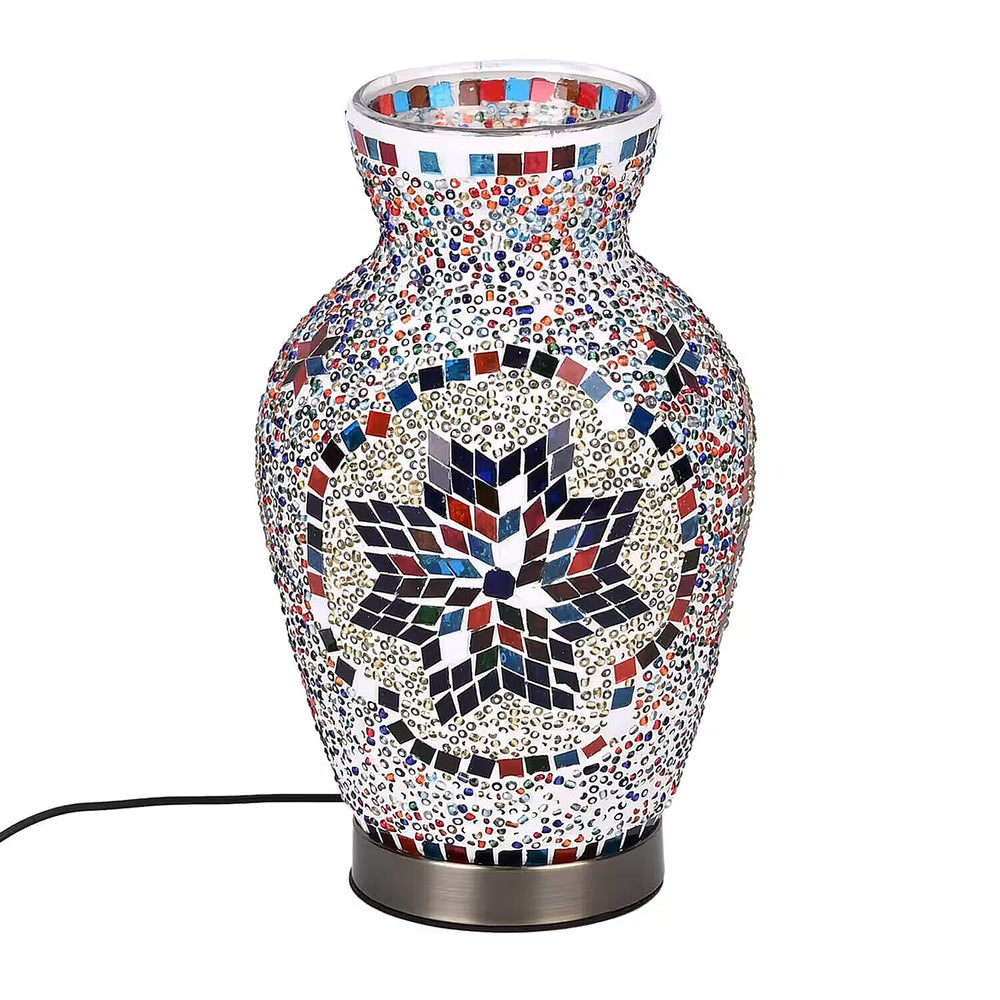 Moroccan Style Mosaic Vase Table Lamp with LED Light (USB Powered)