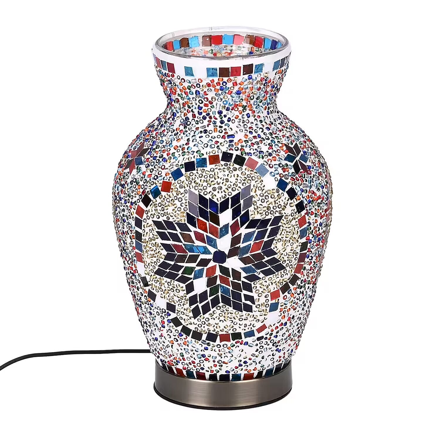 Moroccan Style Mosaic Vase Table Lamp with LED Light (USB Powered)