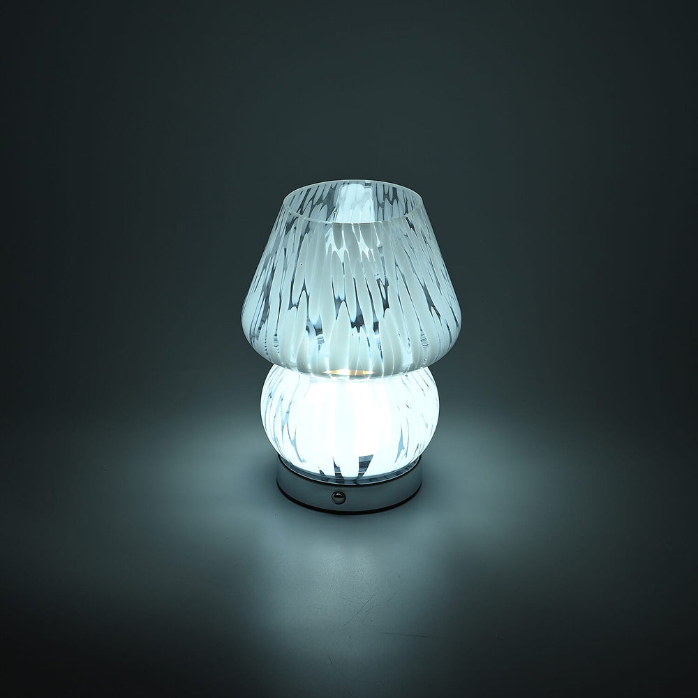 Adorable Mushroom Shaped Touch Control Rechargeable LED Glass Mushroom Table Lampwith 3 Light Modes - Droplet