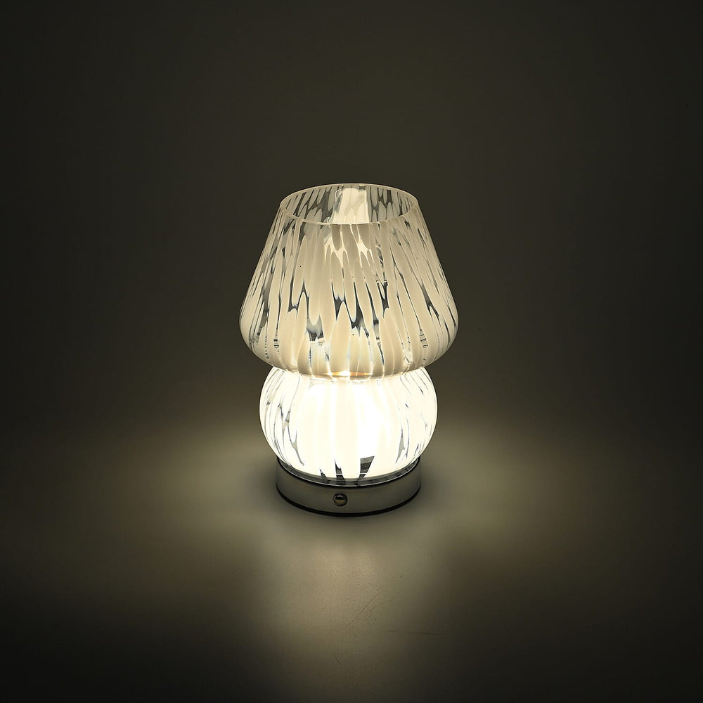 Adorable Mushroom Shaped Touch Control Rechargeable LED Glass Mushroom Table Lampwith 3 Light Modes - Droplet