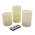 LED Flickering Flameless Non Drip Candles with Remote (Set of 3) Battery Operated