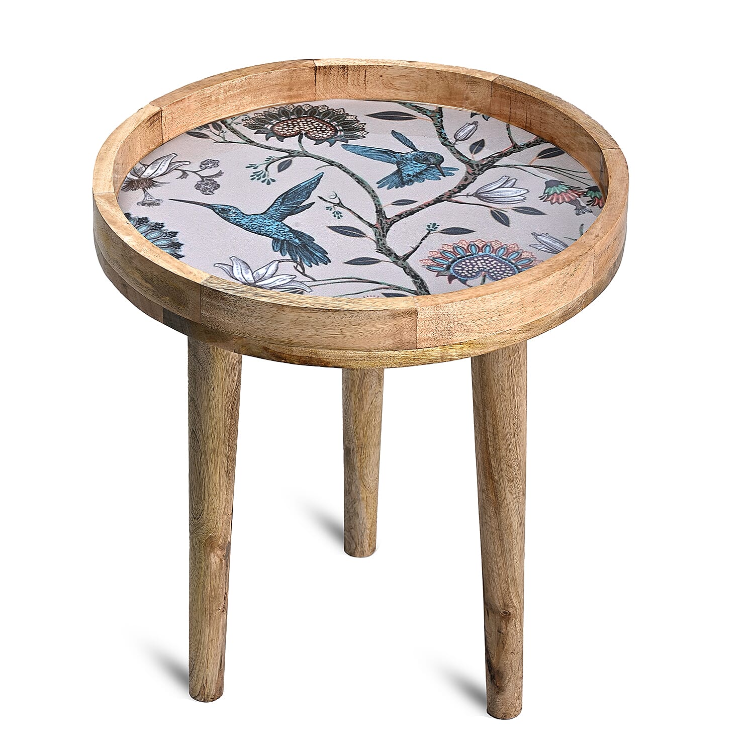 Mango Wood Enamelled Coffee Table (Size 45 x 45 cm) Flat Packed - Blue