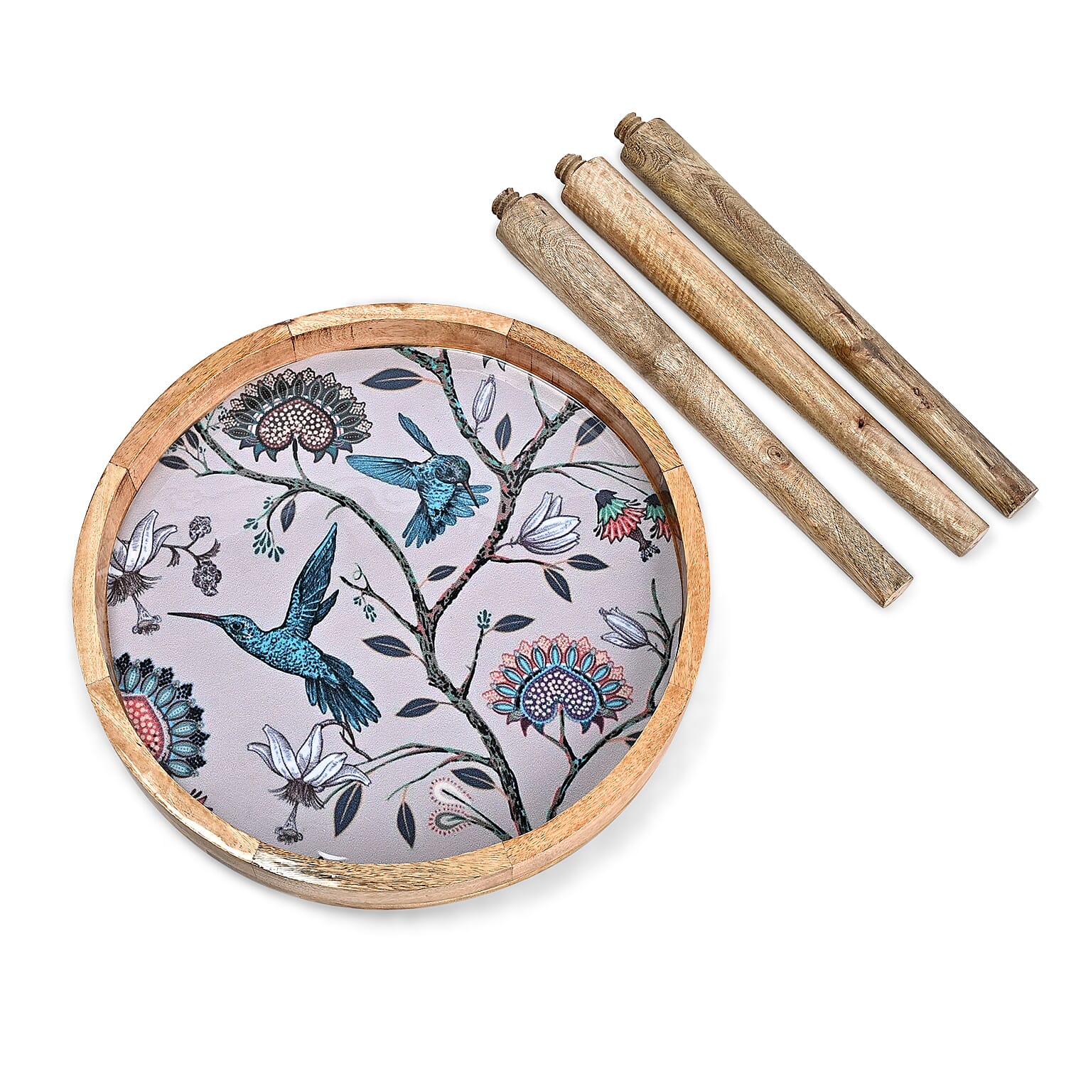 Mango Wood Enamelled Coffee Table (Size 45 x 45 cm) Flat Packed - Blue