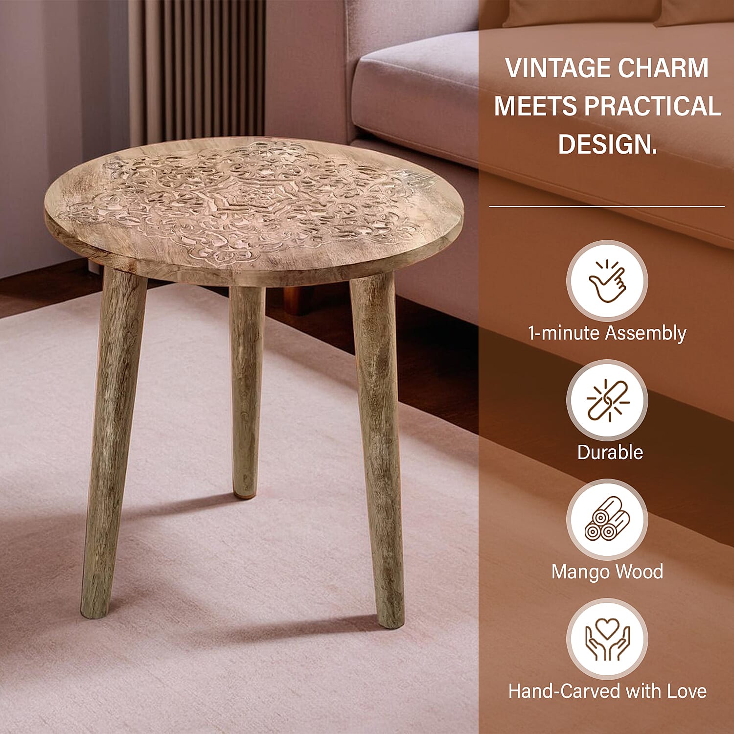 Table (Size - One Size) - Natural & Grey