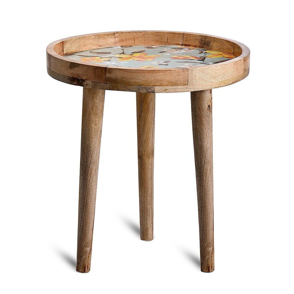 Mango Wood Enamelled Coffee Table (Size 45 x 45 cm) Flat Packed - Yellow