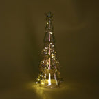 Tabletop Glass Cone Christmas Tree with LED Lights (3AAA Battery Inc.) - Transparent