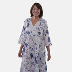Tamsy 100% Cotton Tiered Floral Maxi Dress (Size XL,20-22) - Blue