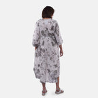 Tamsy 100% Cotton Tiered Floral Maxi Dress (Size XXL,24-26) - Grey