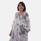 Tamsy 100% Cotton Tiered Floral Maxi Dress (Size XXL,24-26) - Grey
