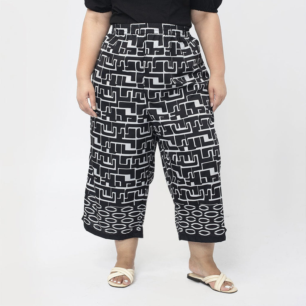 Cropped Palazzo (Size M, 12 to 14) - Black & White