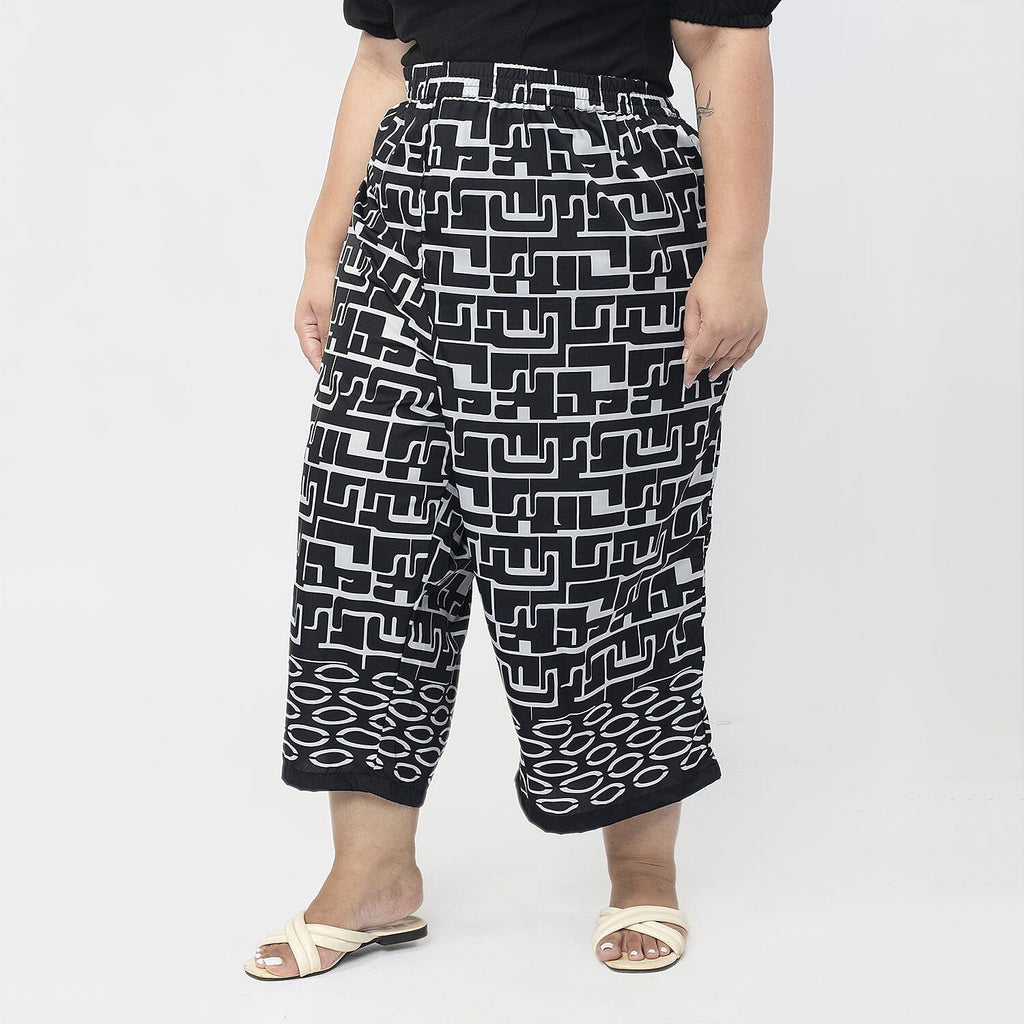 Cropped Palazzo (Size M, 12 to 14) - Black & White