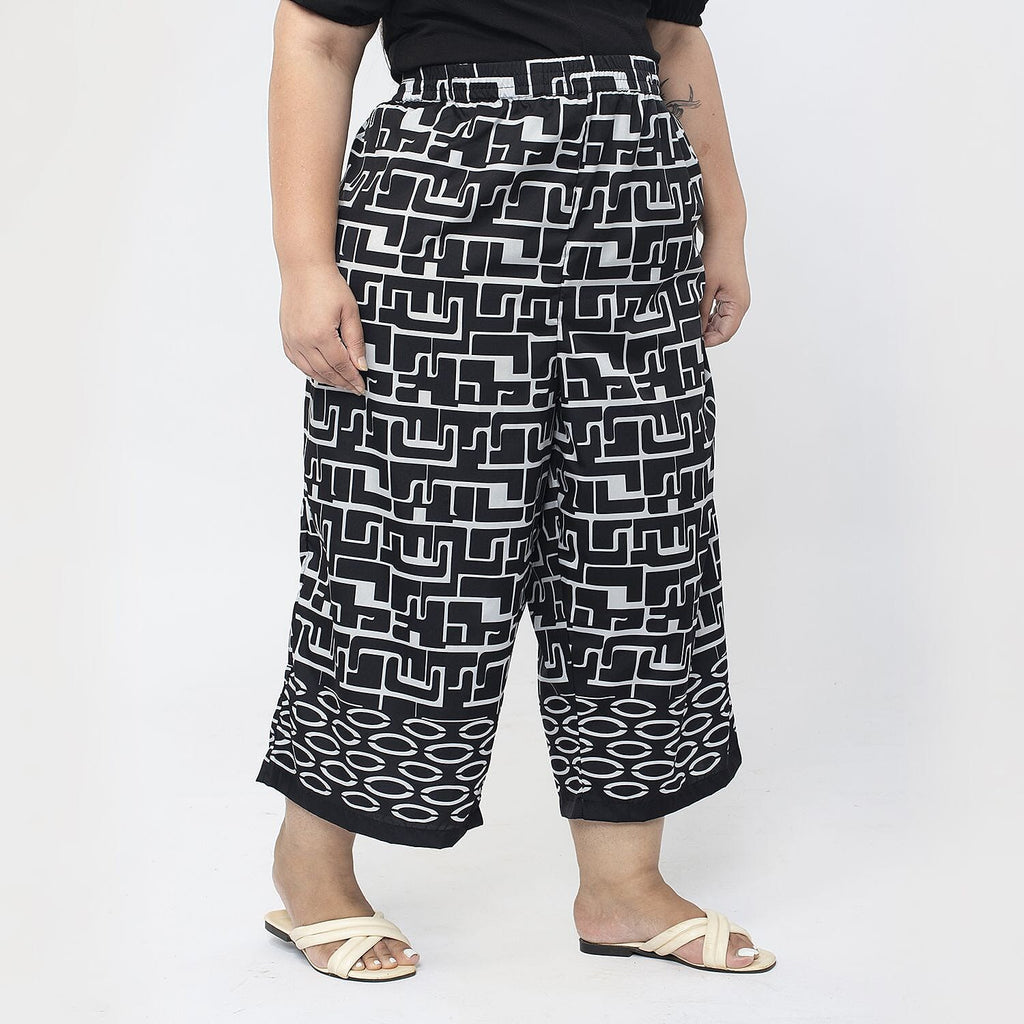 Cropped Palazzo (Size M, 12 to 14) - Black & White