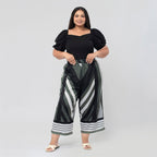 Printed Cropped Palazzo (Size XXL, Inside Leg Lenth 53 cm) -Chevron