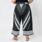 Printed Cropped Palazzo (Size XXL, Inside Leg Lenth 53 cm) -Chevron