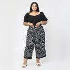 Printed Cropped Palazzo (Size XL,18 to 20) - Black & White