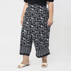 Printed Cropped Palazzo (Size XL,18 to 20) - Black & White