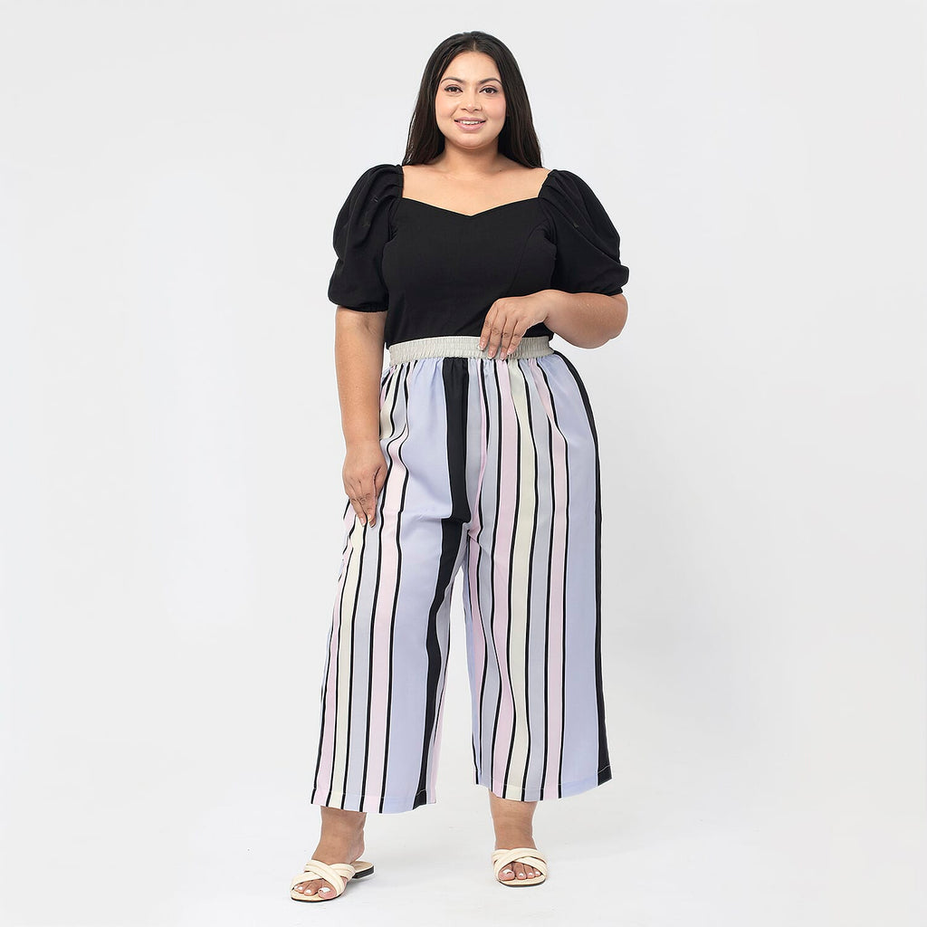 Cropped Palazzo (Size XXL, 24 to 26) - Stripes