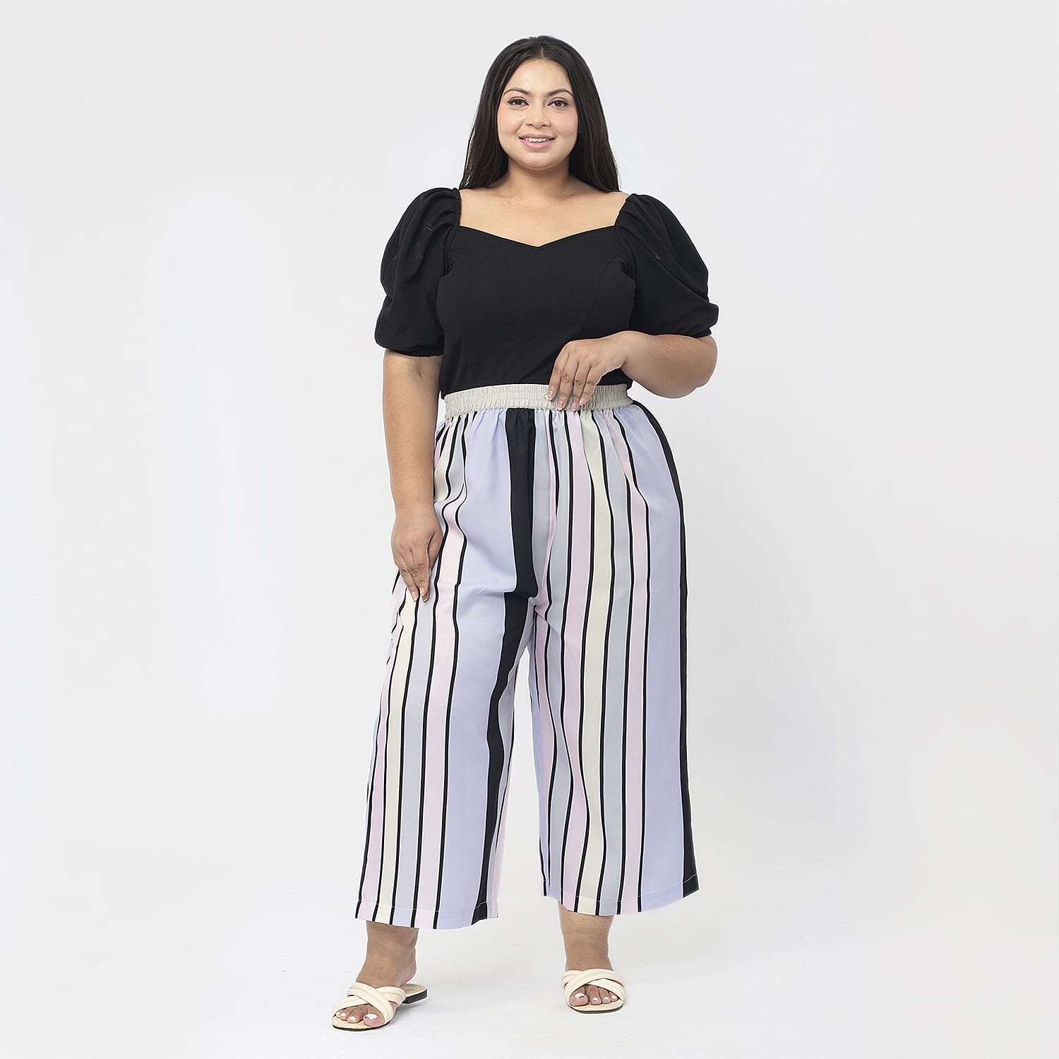 Cropped Palazzo (Size XXL, 24 to 26) - Stripes
