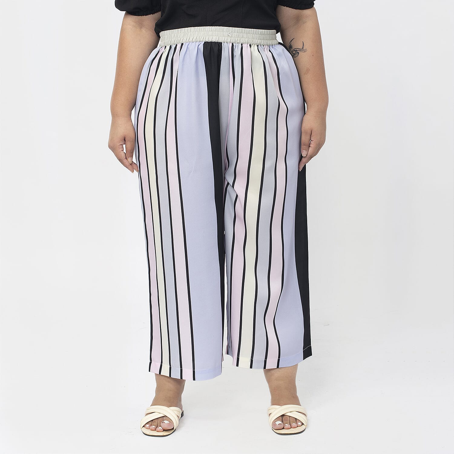 Cropped Palazzo (Size XXL, 24 to 26) - Stripes